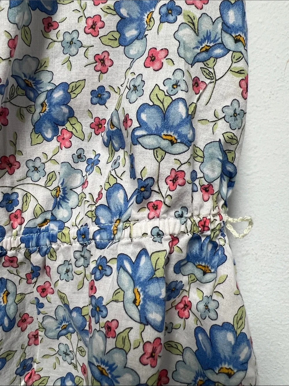 Ralph Lauren White Floral Ruffle Tank with Blue and Pink Accents size 5